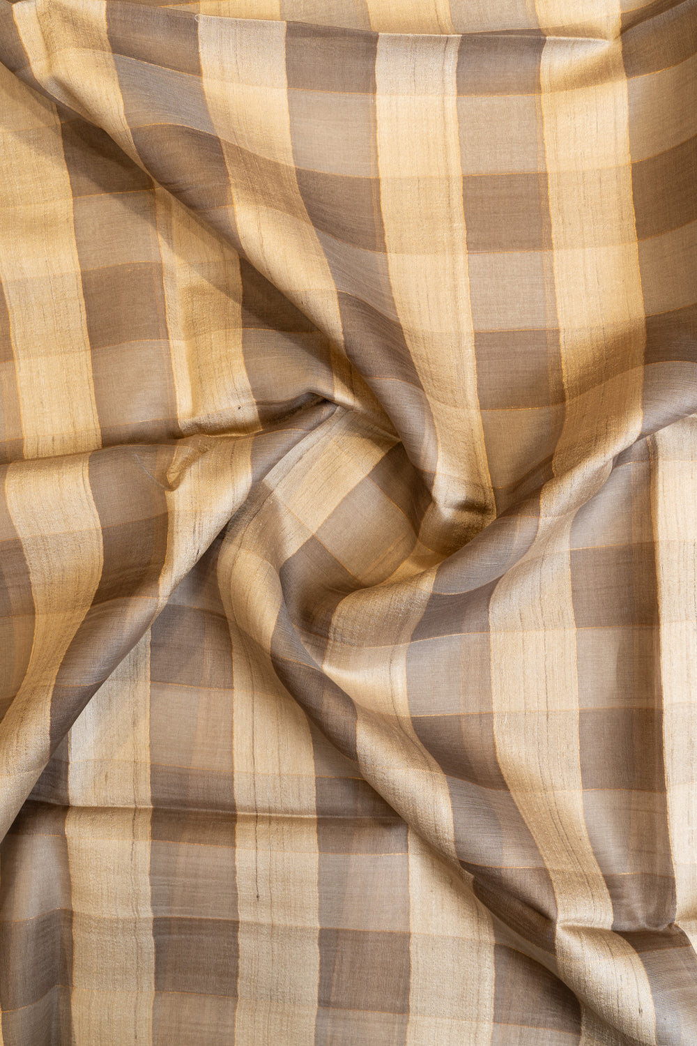 Lilac checks pure Tussar organza silk saree