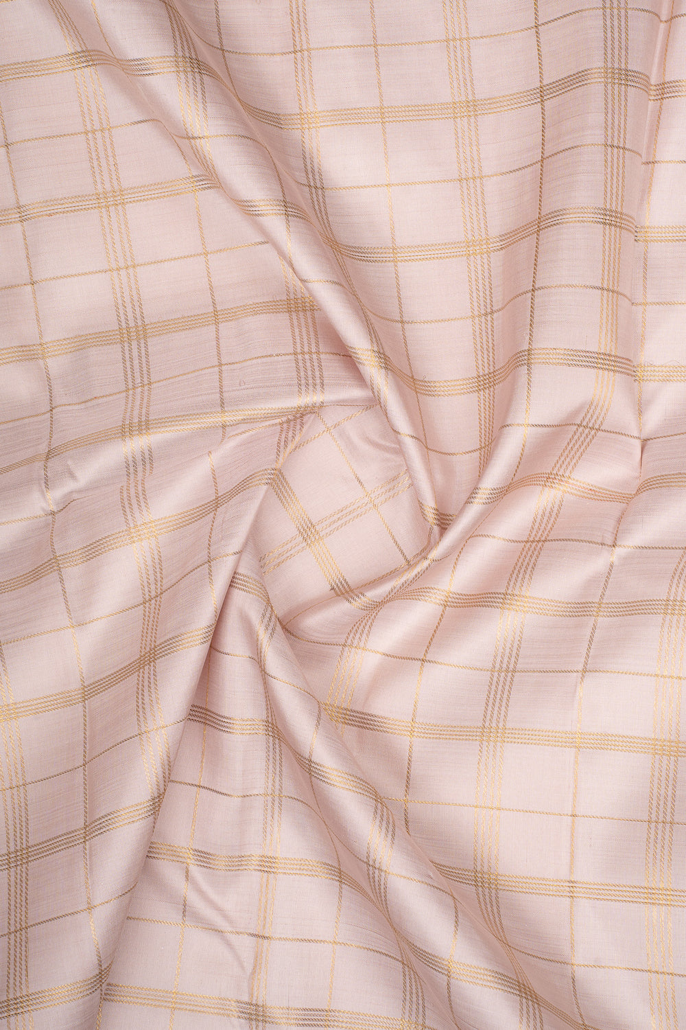 Light Cream and Purple Zari Checks Pure Kanchipuram Silk Saree