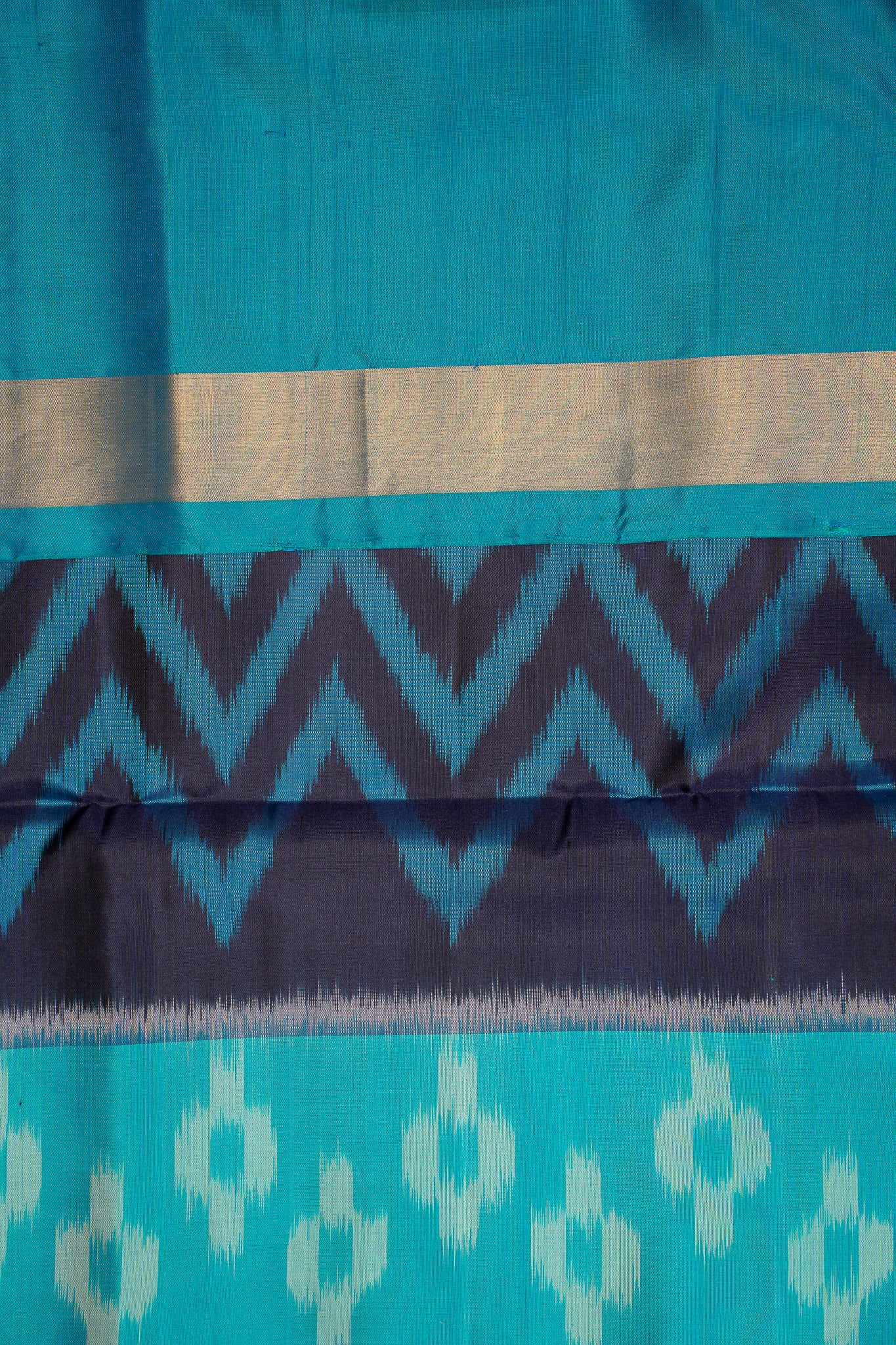 Navy Blue Pure Ikat Silk Saree - Clio Silks