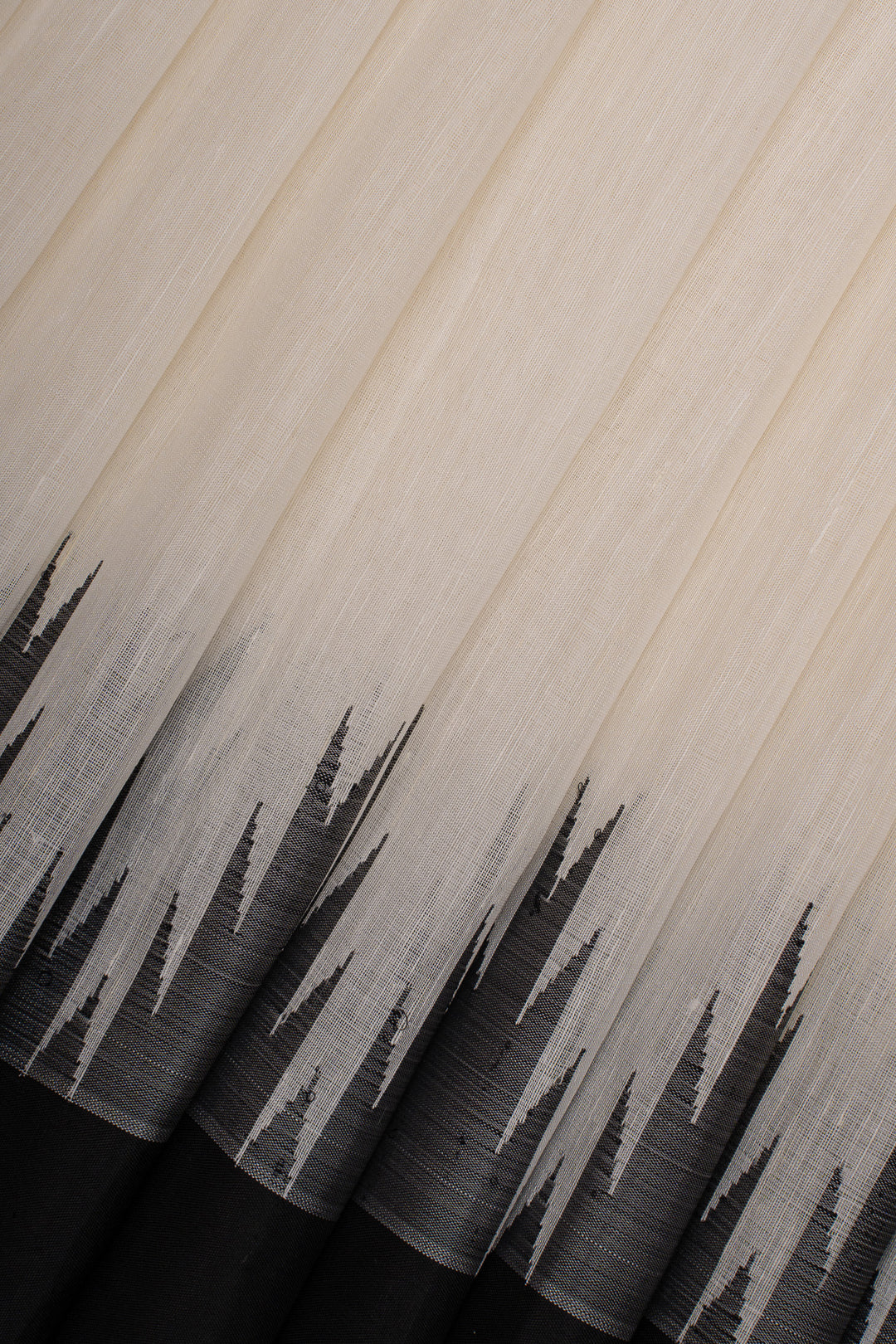 White and black linen Kanchipuram silk saree