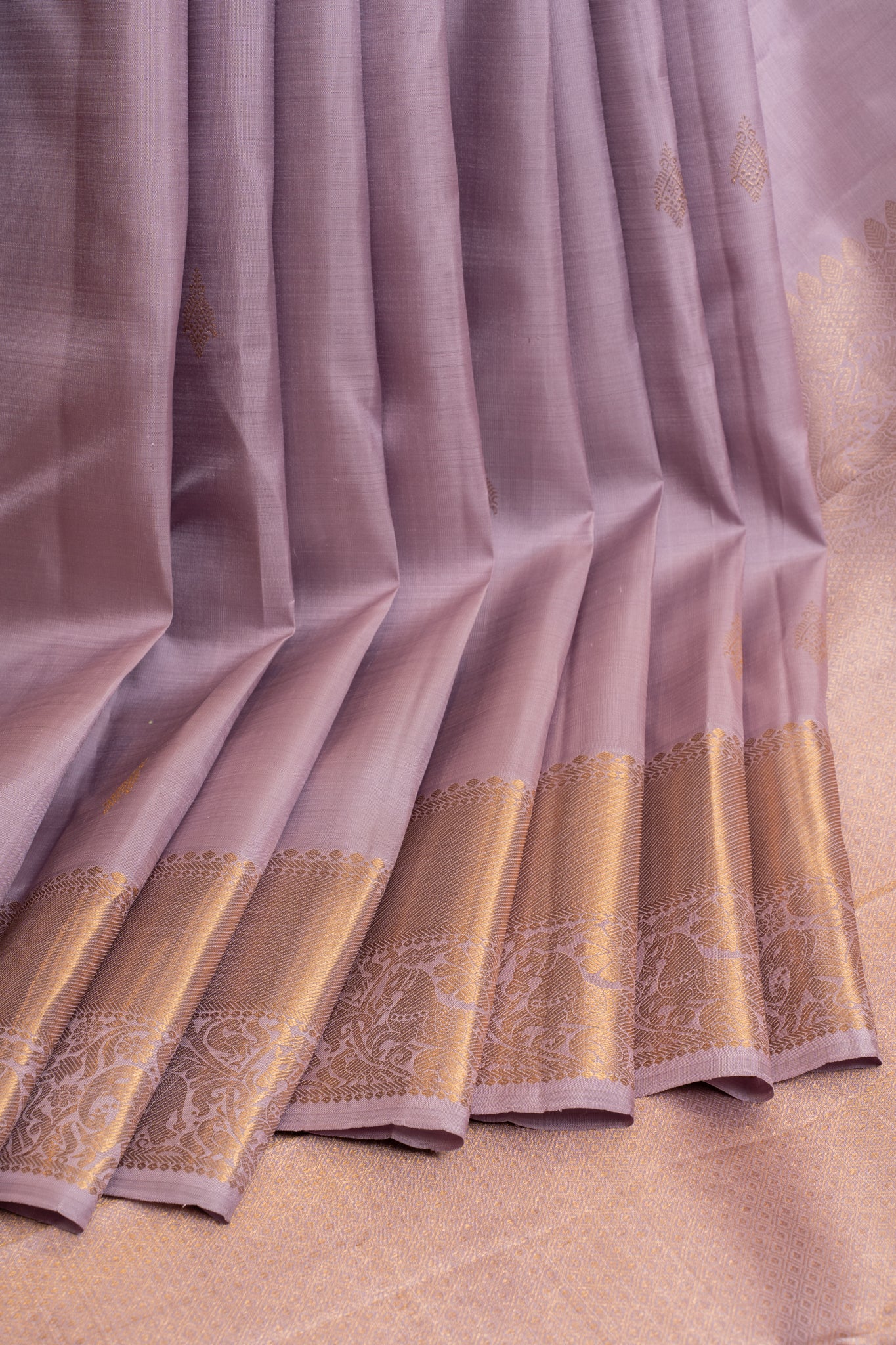 Pastel purple pure Kanchipuram silk saree