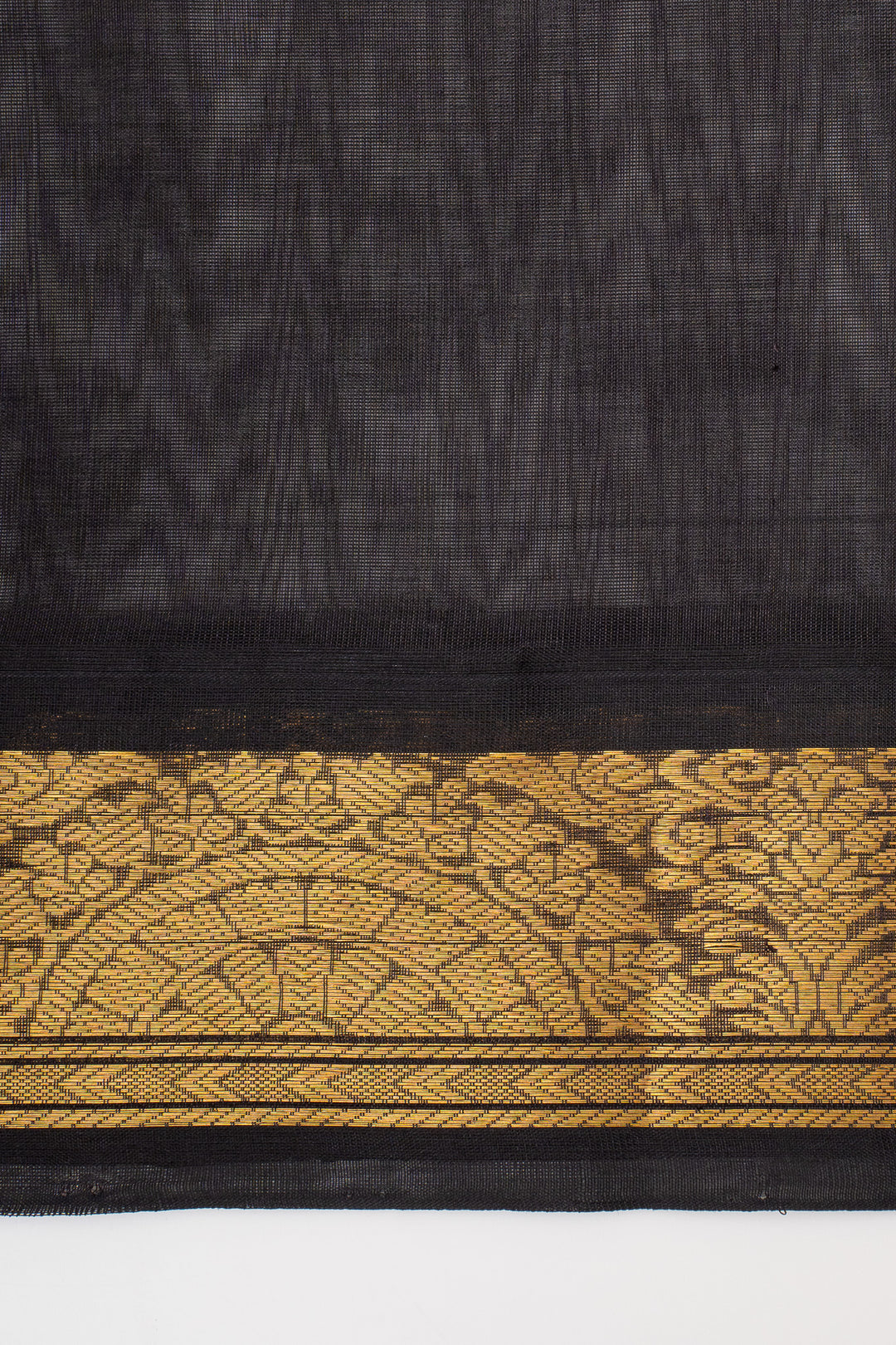 Orange and Black Korvai Pure Silk Cotton Saree