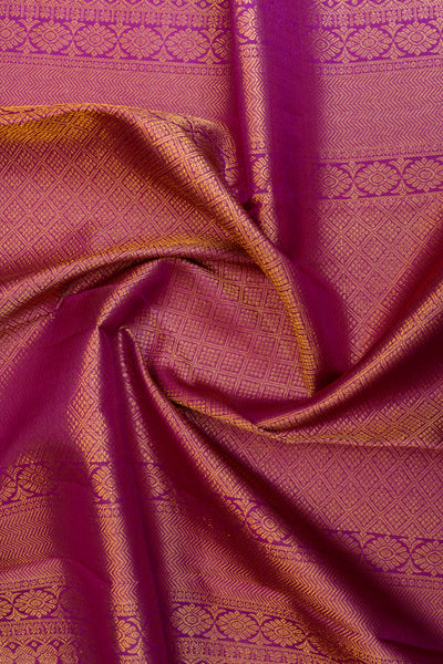 Peach orange traditional pure Kanjivaram silk saree