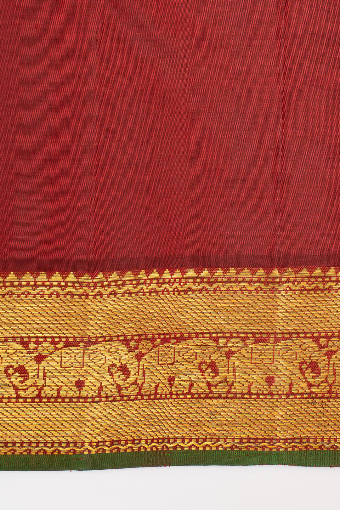 Orange &amp; Maroon Traditional Pure Kanchipuram Silk Saree