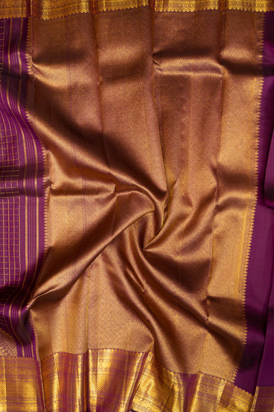Mulberry Purple Turning Border Pure Kanchipuram Silk Saree - Clio Silks