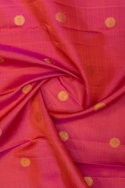 Peach orange traditional pure Kanjivaram silk saree