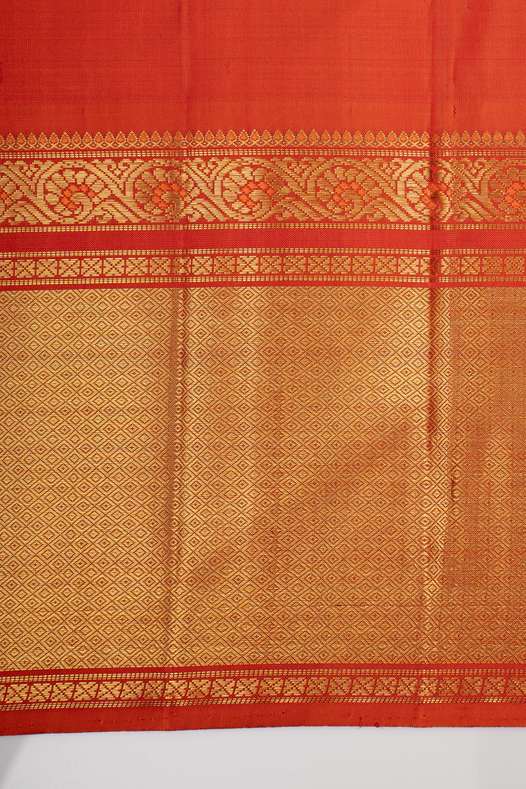 Pastel green and orange Zari checks pure kanchipuram silk saree