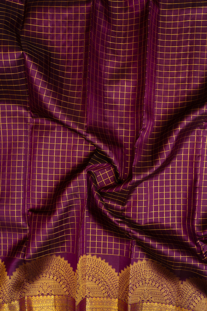 Mulberry Purple Turning Border Pure Kanchipuram Silk Saree - Clio Silks
