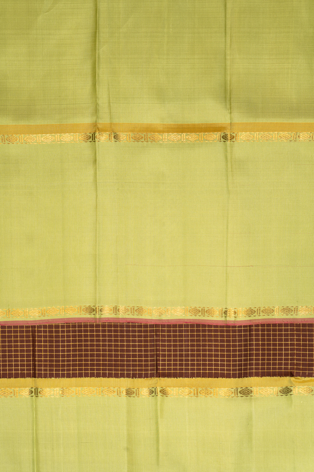 Brown and Green Pure Zari Kanchipuram Silk Saree - Clio Silks