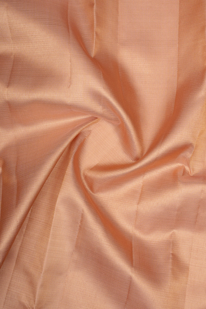 Peach Zari Checks Pure Kanchipuram Silk Saree
