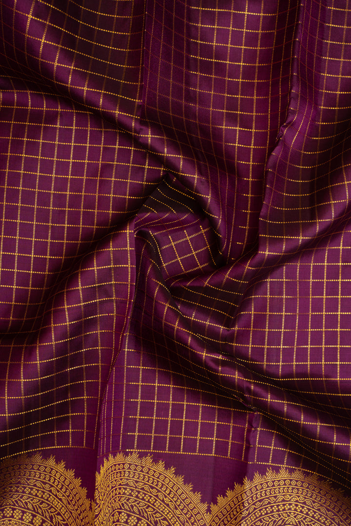Mulberry Purple Turning Border Pure Kanchipuram Silk Saree - Clio Silks