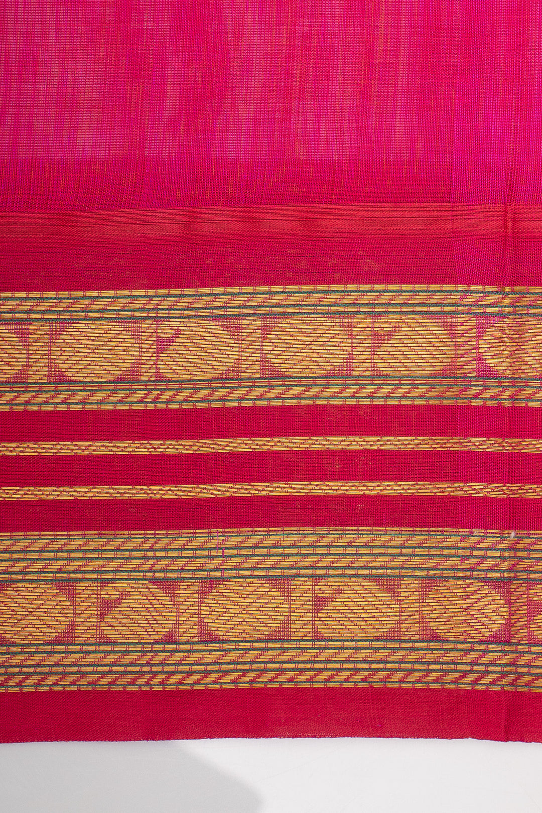 Light Green and Pink Thread Checks Pure Silk Cotton Saree