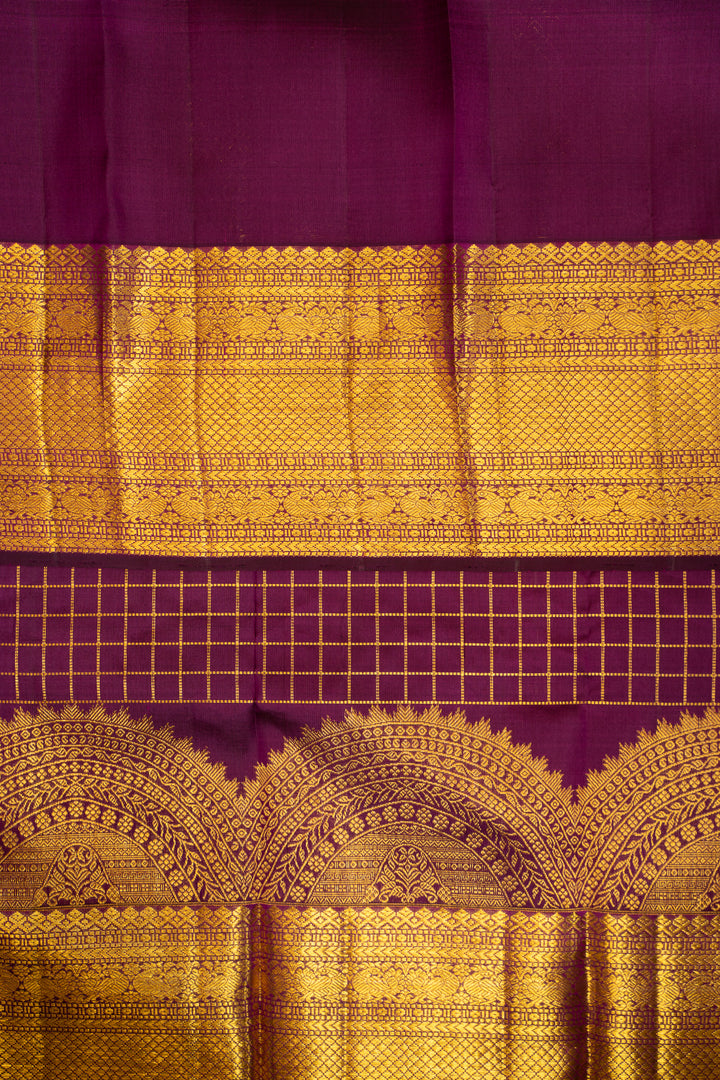 Mulberry Purple Turning Border Pure Kanchipuram Silk Saree - Clio Silks