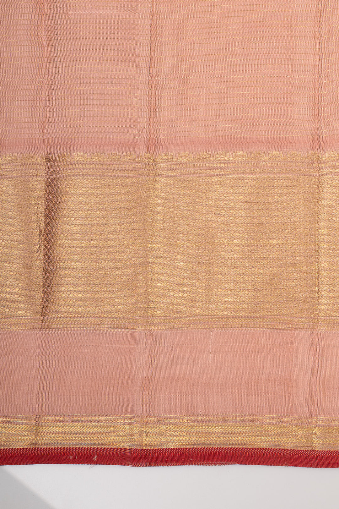 Peach Zari Checks Pure Kanchipuram Silk Saree