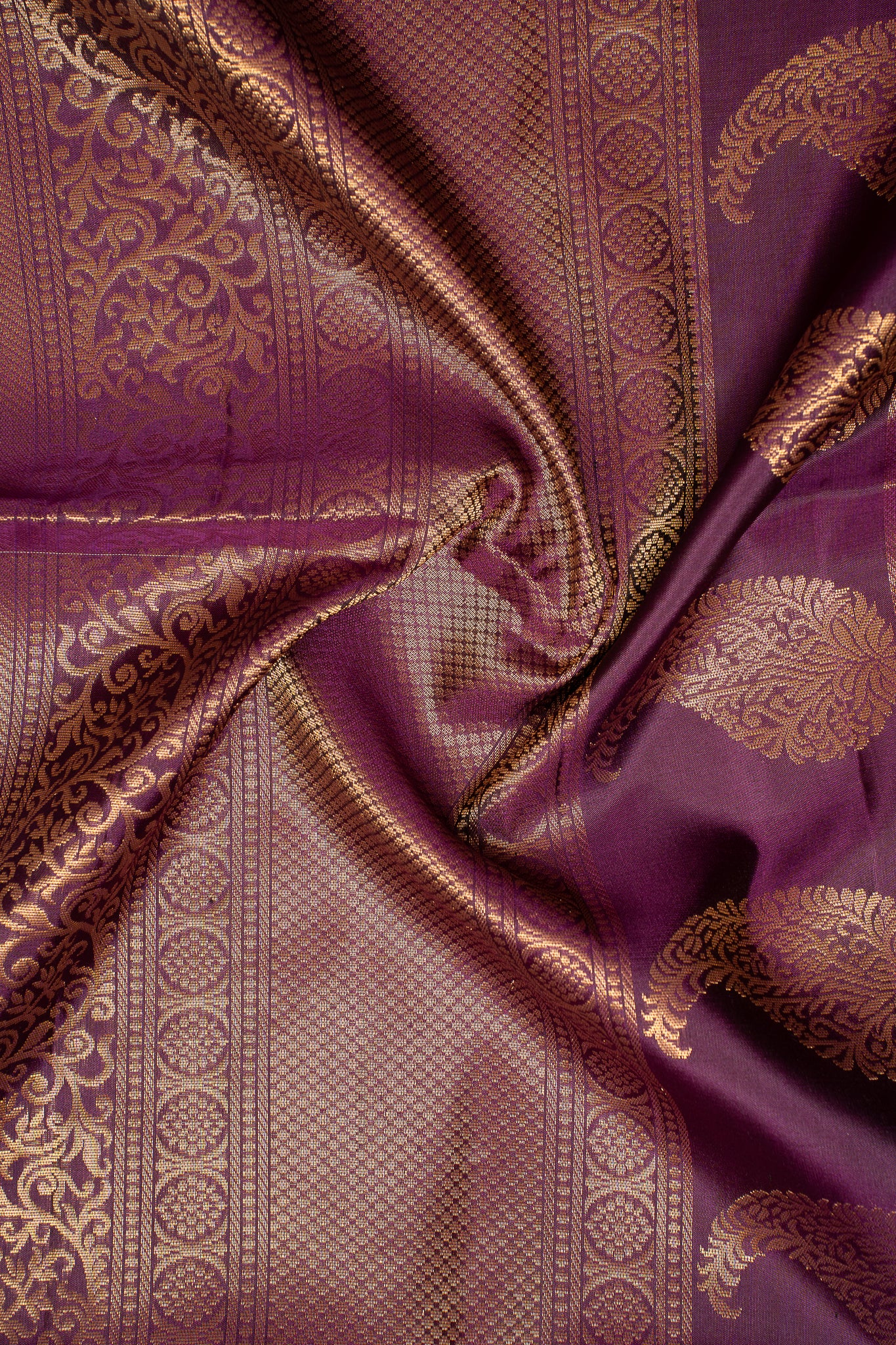 Off white and Mulberry Purple Pure Ikat Silk Saree - Clio Silks
