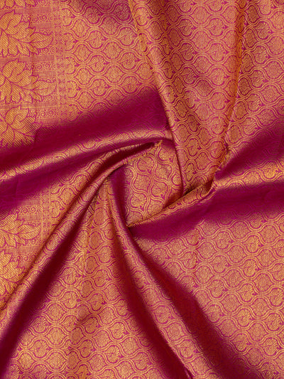 Cherry pink traditional pure kanjivaram silk saree