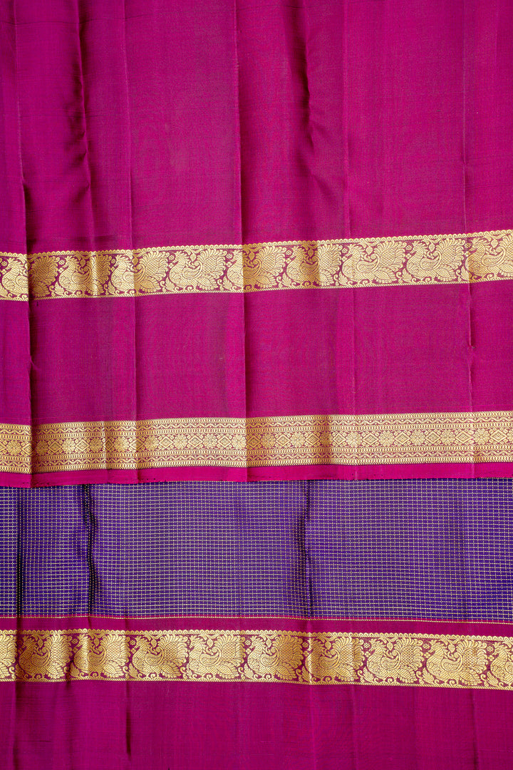 Purple and Magenta Pure Kanchipuram Silk Saree - Clio Silks