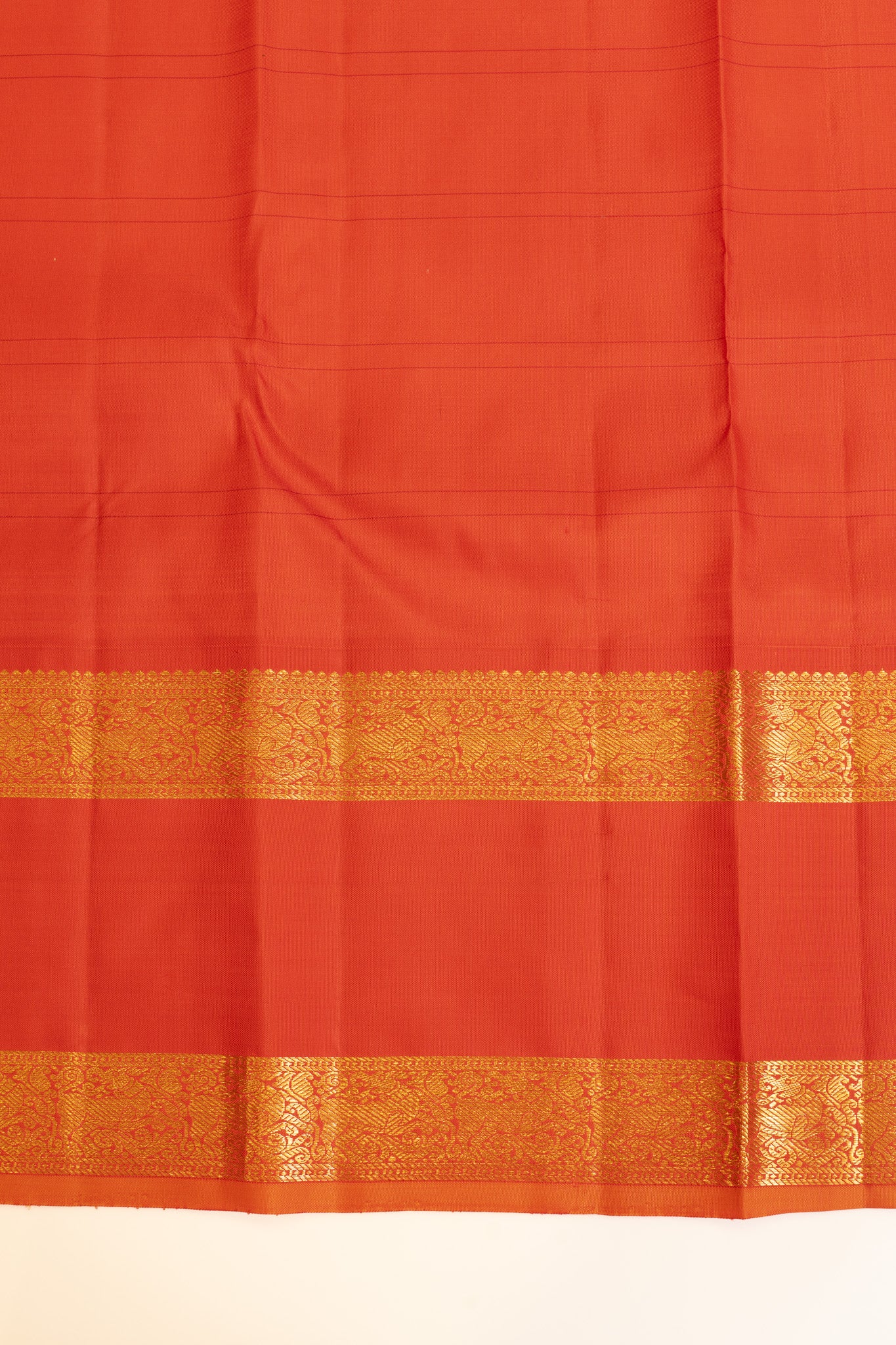 Off white and red rettai pettu pure zari Kanchipuram silk saree