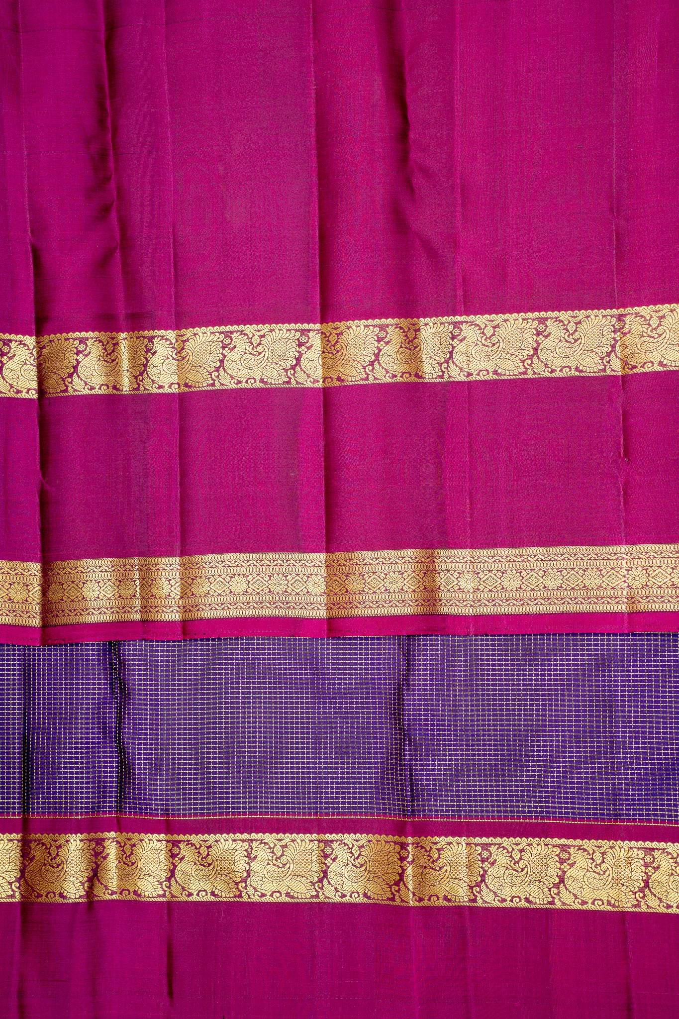 Purple and Magenta Pure Kanchipuram Silk Saree - Clio Silks