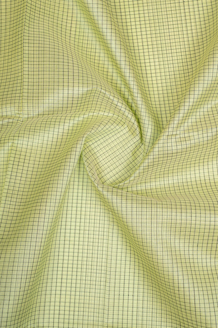 Mint Green Checks Pure Silk Cotton Saree