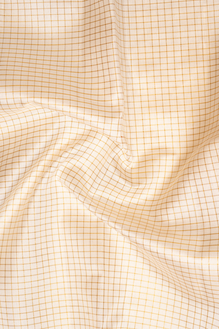 Pearl White and Pink Pure Zari Checks Kanchipuram Silk Saree - Clio Silks