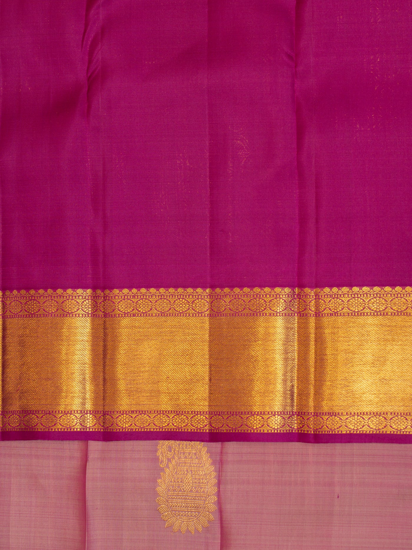 Cherry pink traditional pure kanjivaram silk saree