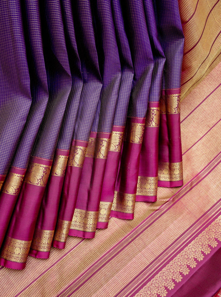 Purple and Magenta Pure Kanchipuram Silk Saree - Clio Silks
