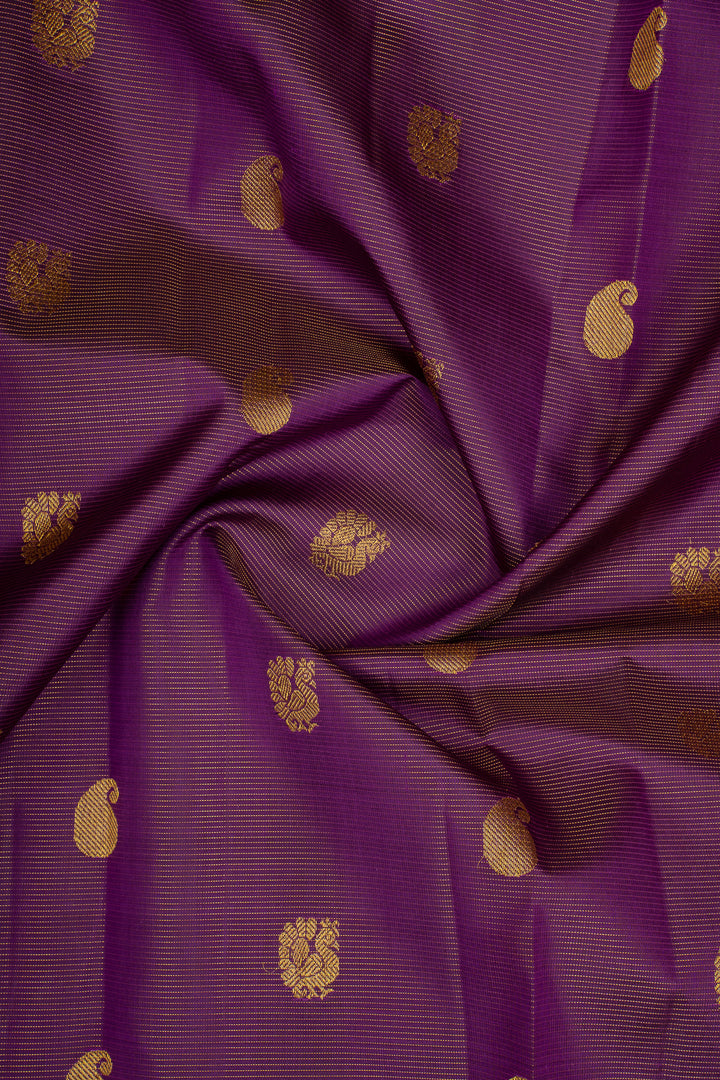 Aubergine Purple Vairaoosi Pure Kanchipuram Silk Saree