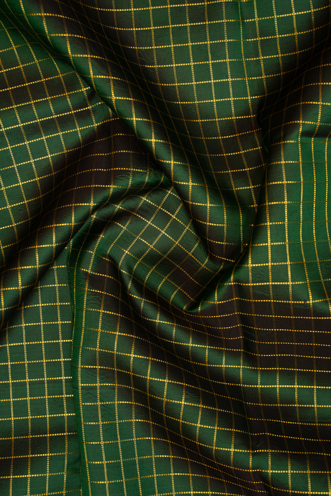 Bottle Green Turning Border Pure Kanchipuram Silk Saree - Clio Silks