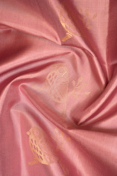 Blush Pink and Grey Pure Ikat Silk Saree - Clio Silks