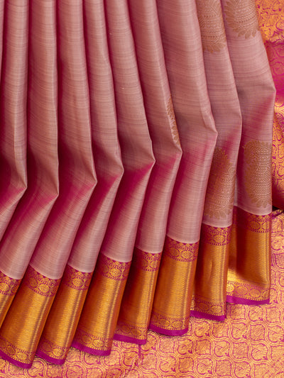 Cherry pink traditional pure kanjivaram silk saree