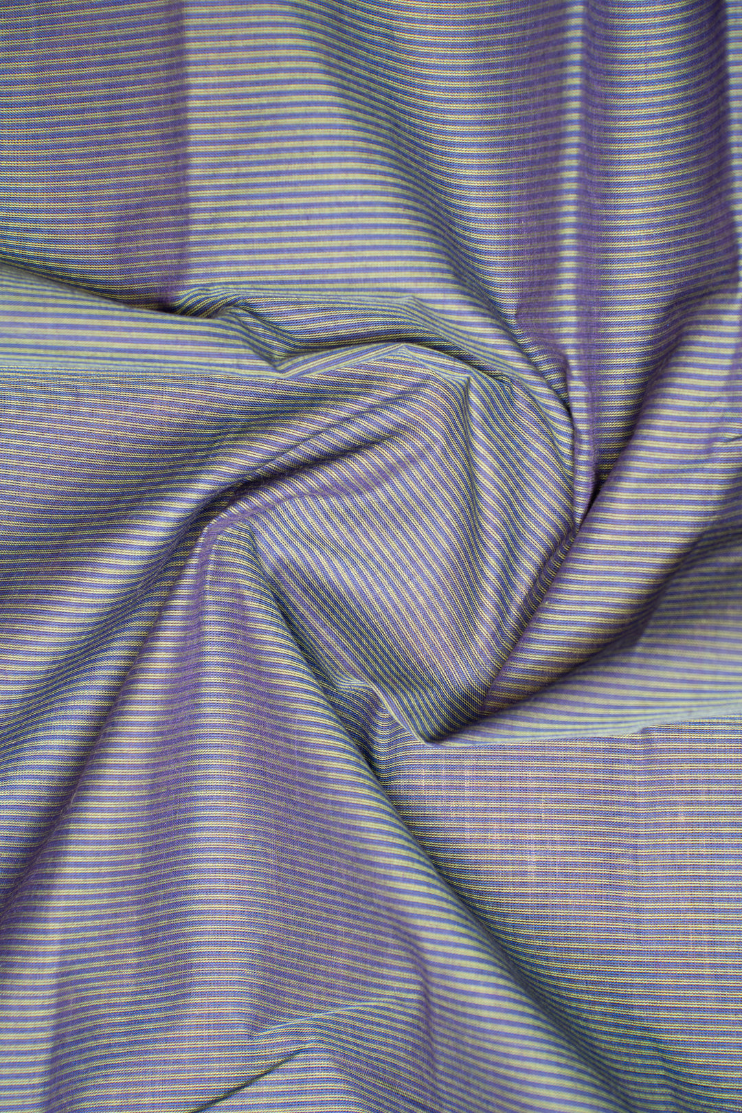 Peacock Blue Stripes Pure Kanchi Cotton Saree - Clio Silks