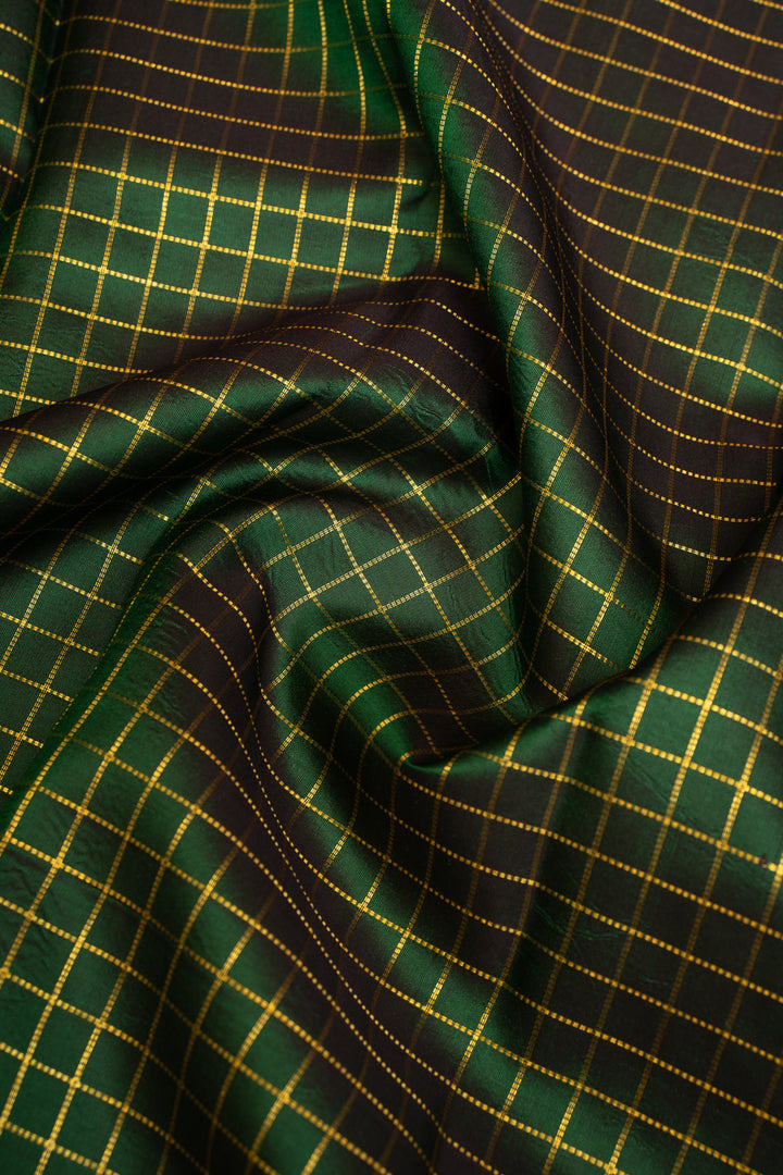 Bottle Green Turning Border Pure Kanchipuram Silk Saree - Clio Silks