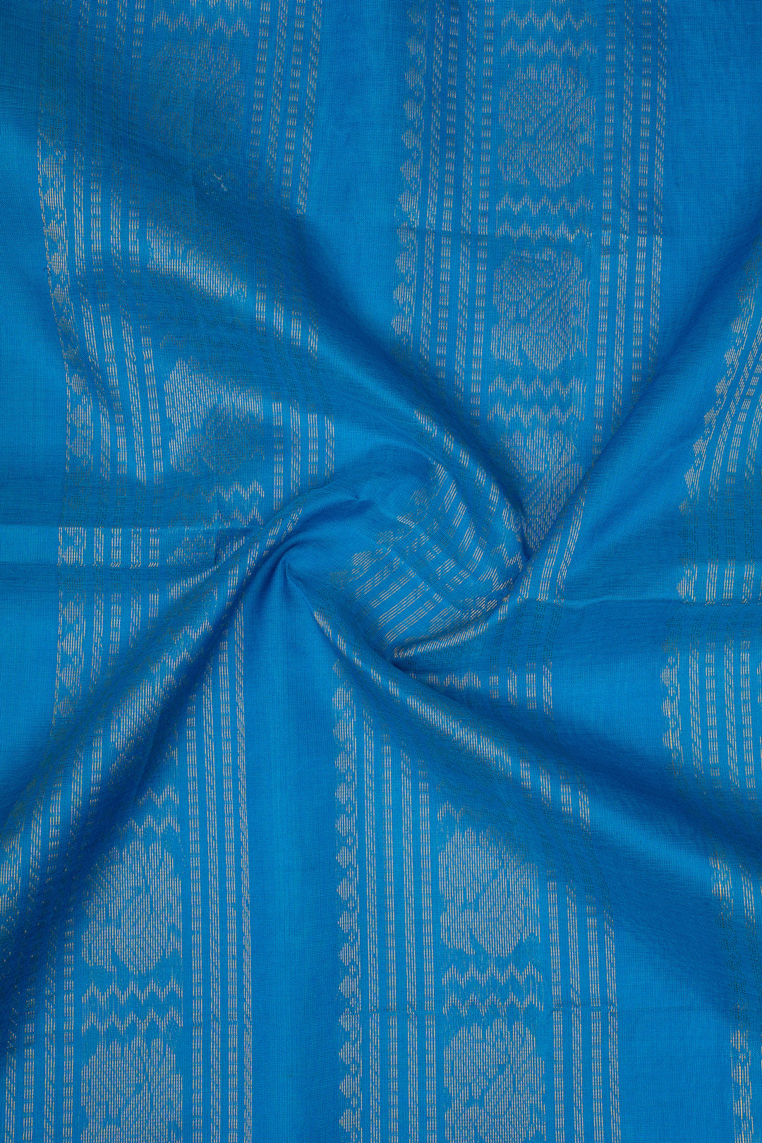Sampanga Green and Blue Checks Pure Silk Cotton Saree
