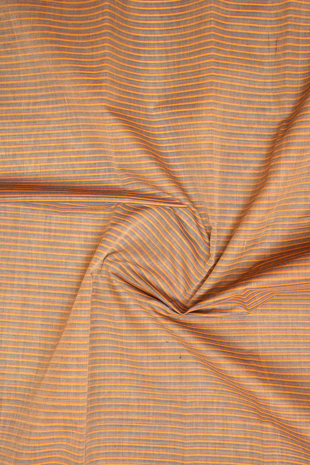 Peach and Grey Stripes Pure Kanchi Cotton Saree - Clio Silks