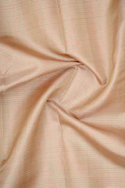 Beige Self Stripes Without Zari Pure Kanchipuram Silk Saree - Clio Silks