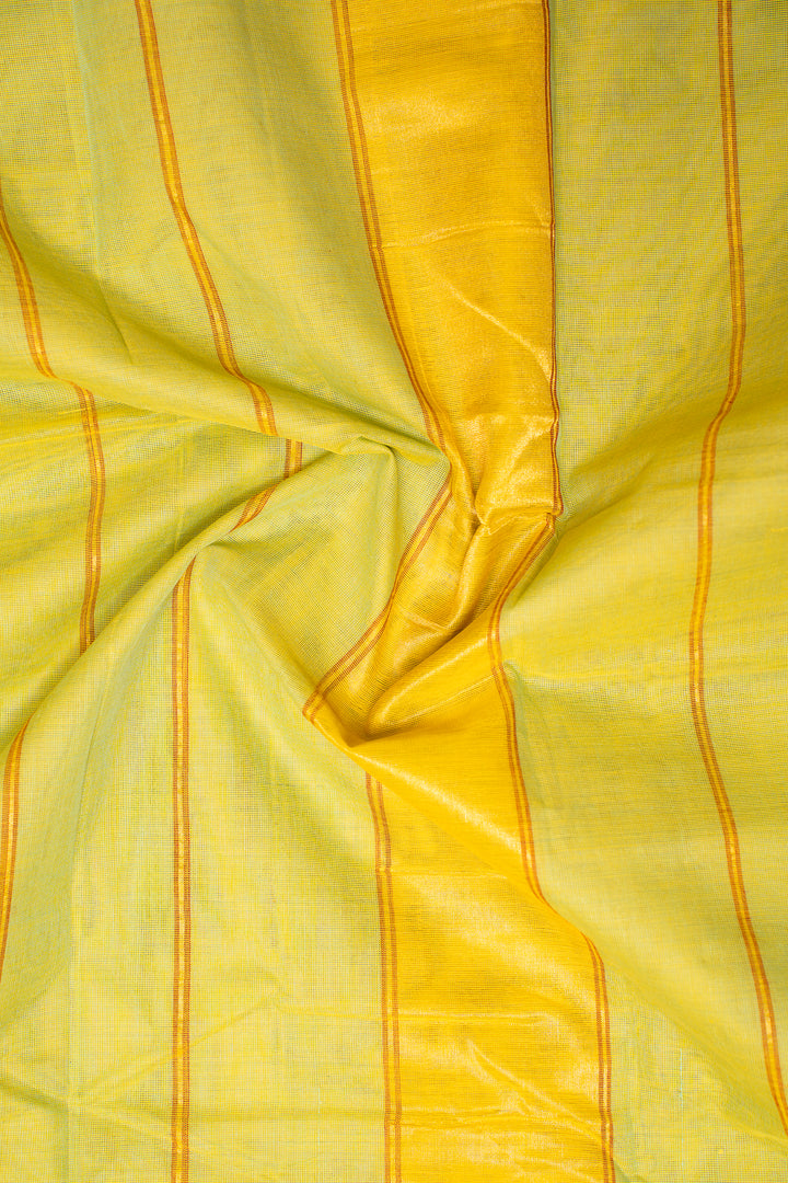 Lime Green Pure Kanchi Cotton Saree - Clio Silks