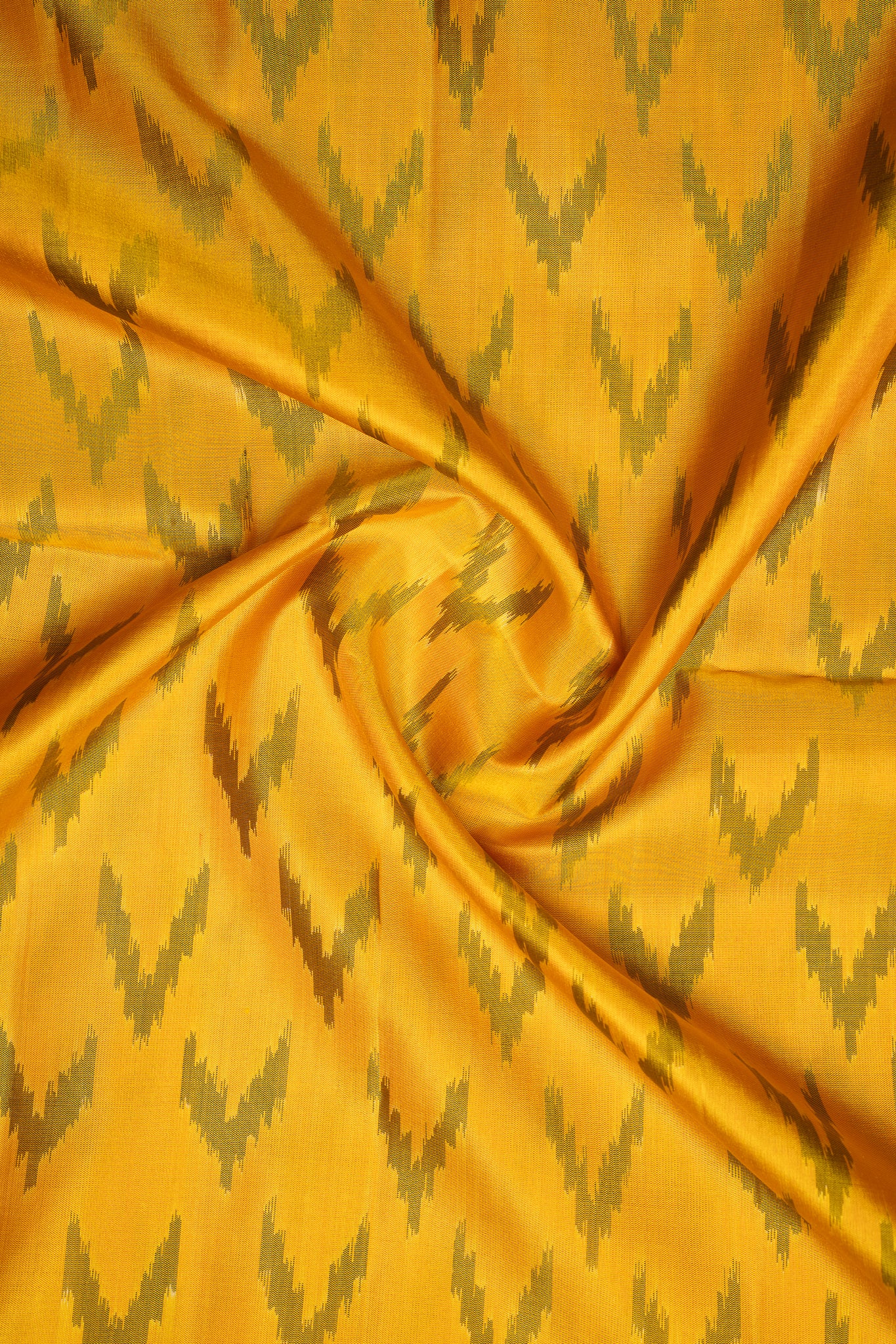 Yellow and Black Pure Ikat Silk Saree - Clio Silks