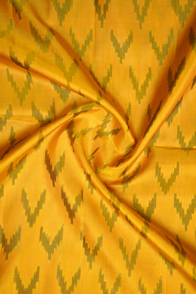 Yellow and Black Pure Ikat Silk Saree - Clio Silks