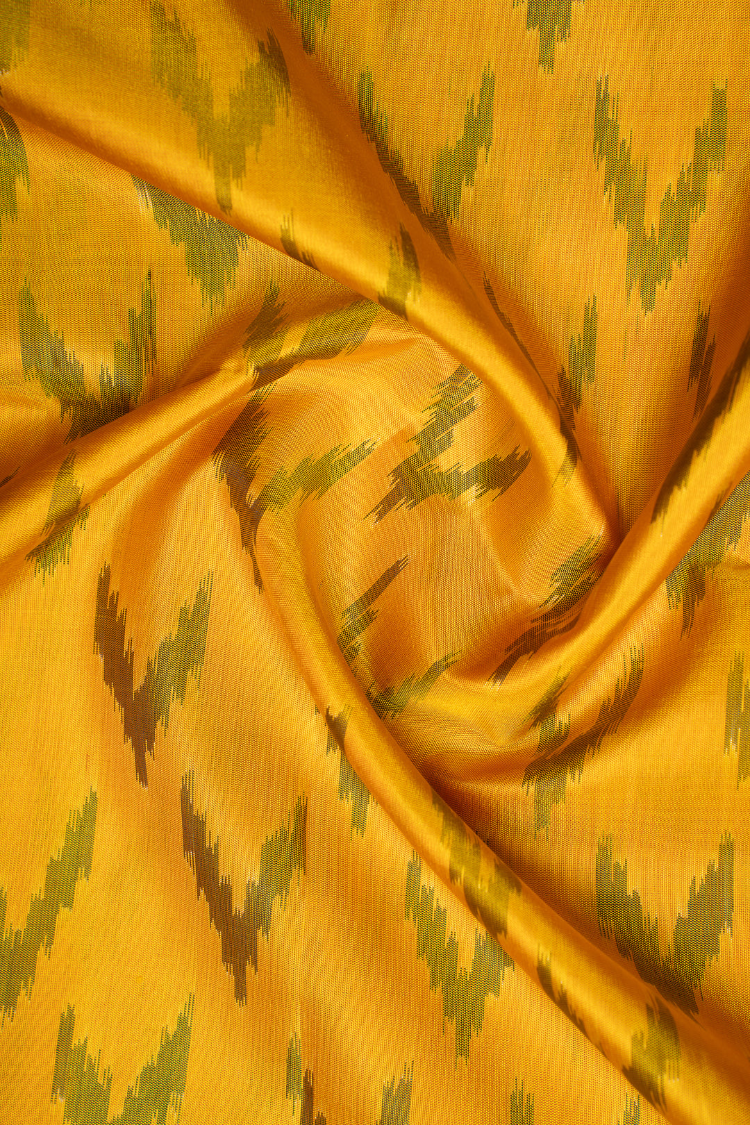 Yellow and Black Pure Ikat Silk Saree - Clio Silks