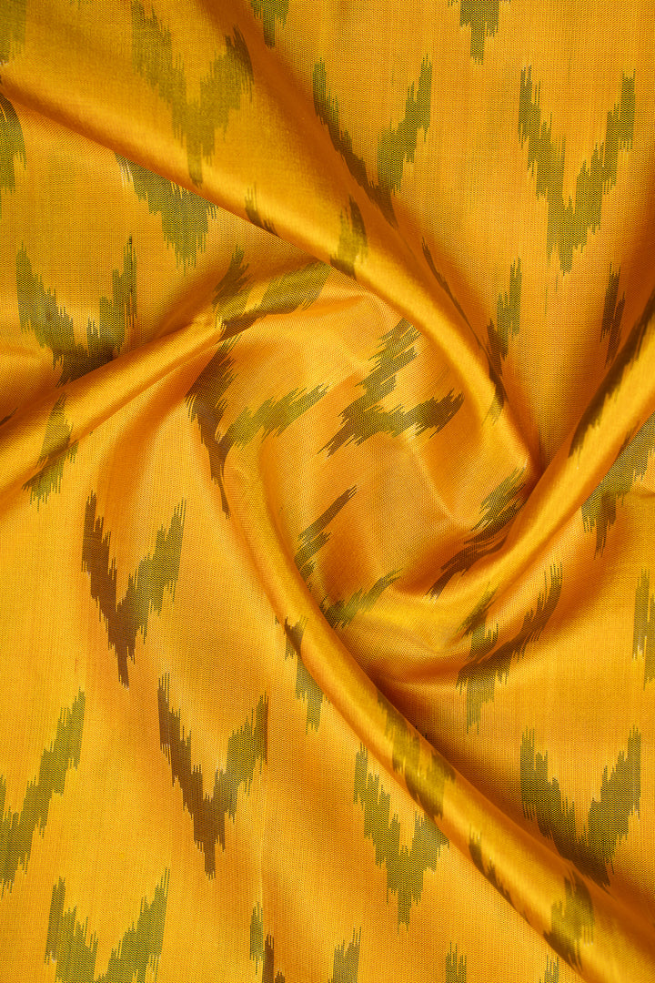 Yellow and Black Pure Ikat Silk Saree - Clio Silks