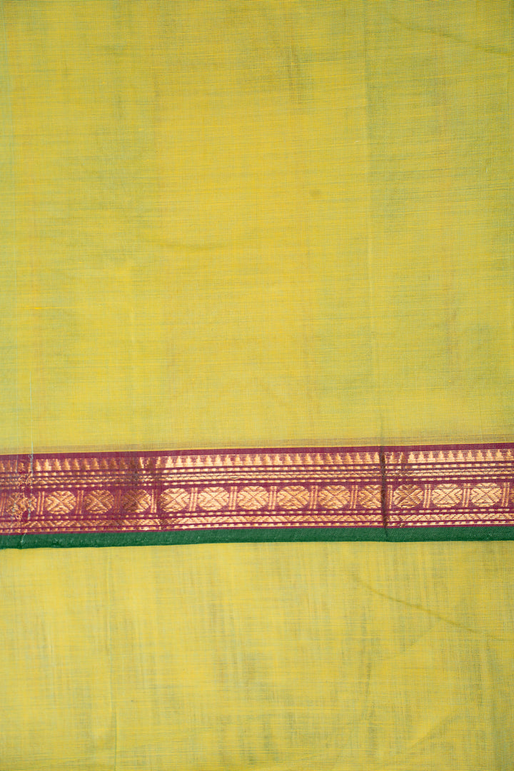 Lime Green Pure Kanchi Cotton Saree - Clio Silks