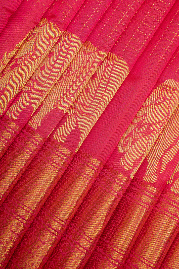Pink stripes pure silk cotton saree