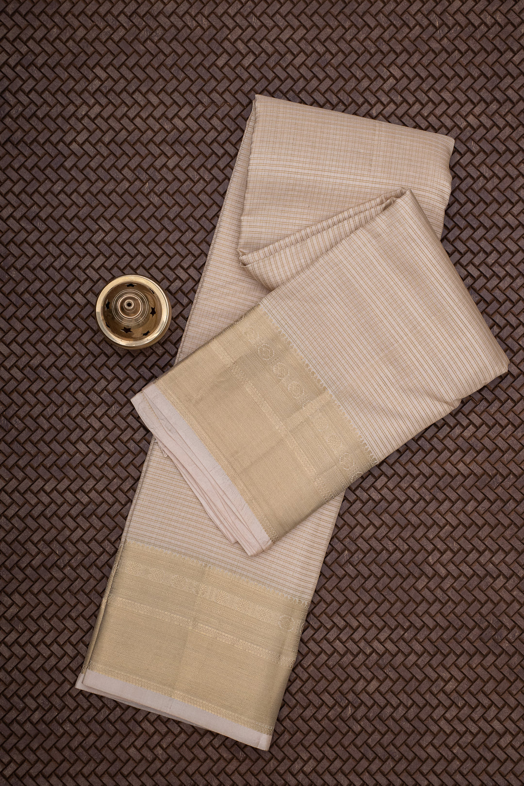 Cream and Gold Pure Silk Dhoti