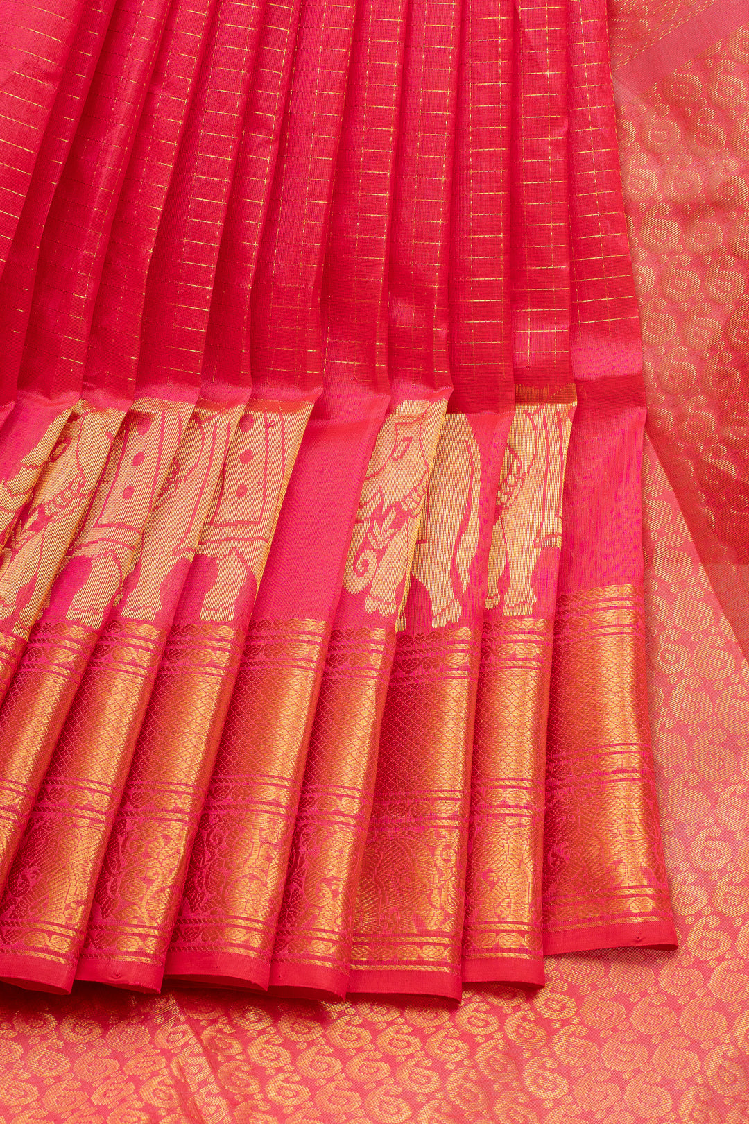 Pink stripes pure silk cotton saree