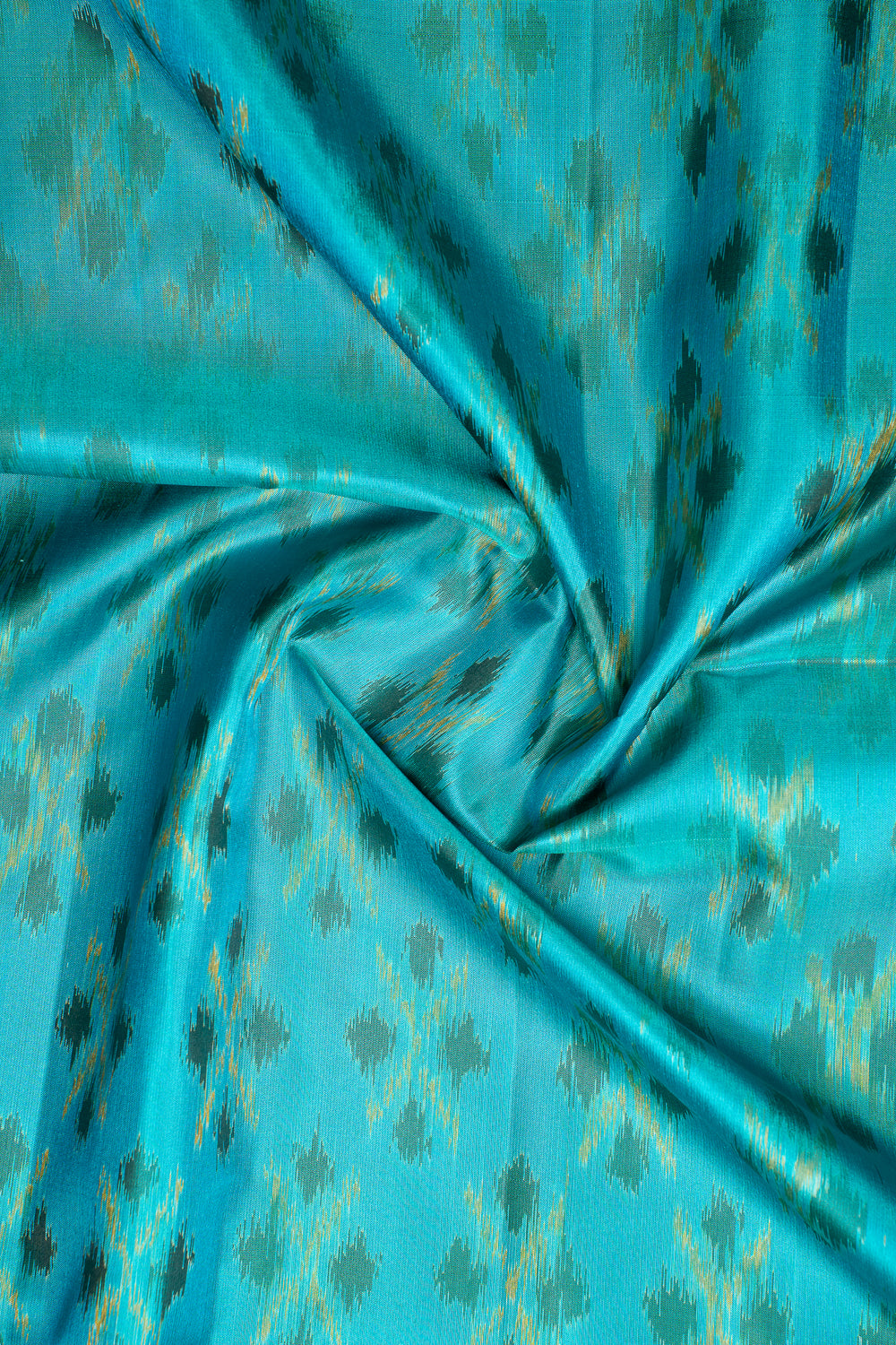 Peacock Blue and Black Pure Ikat Silk Saree - Clio Silks