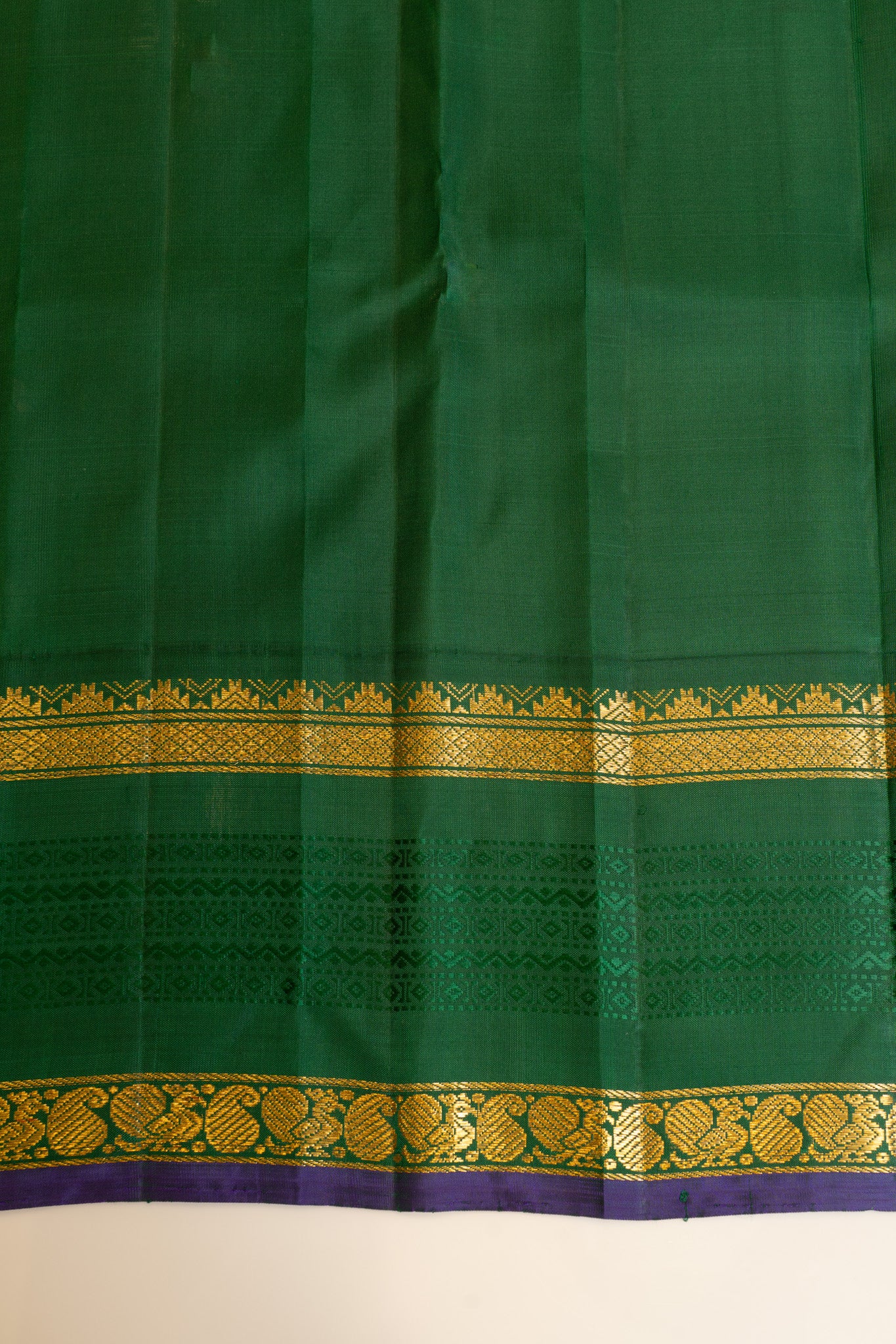 Yellow and green thread border pure Kanchipuram silk saree