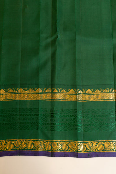 Yellow and green thread border pure Kanchipuram silk saree