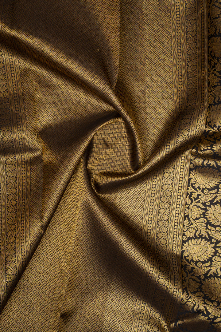Rust Orange &amp; Brown Traditional Pure Kanchipuram Silk Saree
