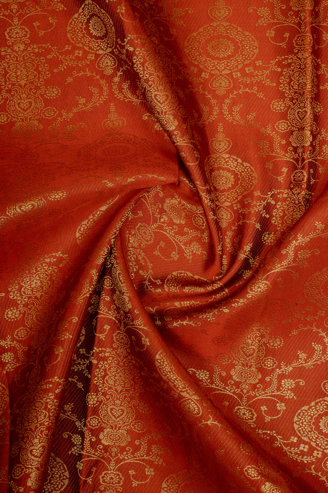Rust Orange &amp; Brown Traditional Pure Kanchipuram Silk Saree